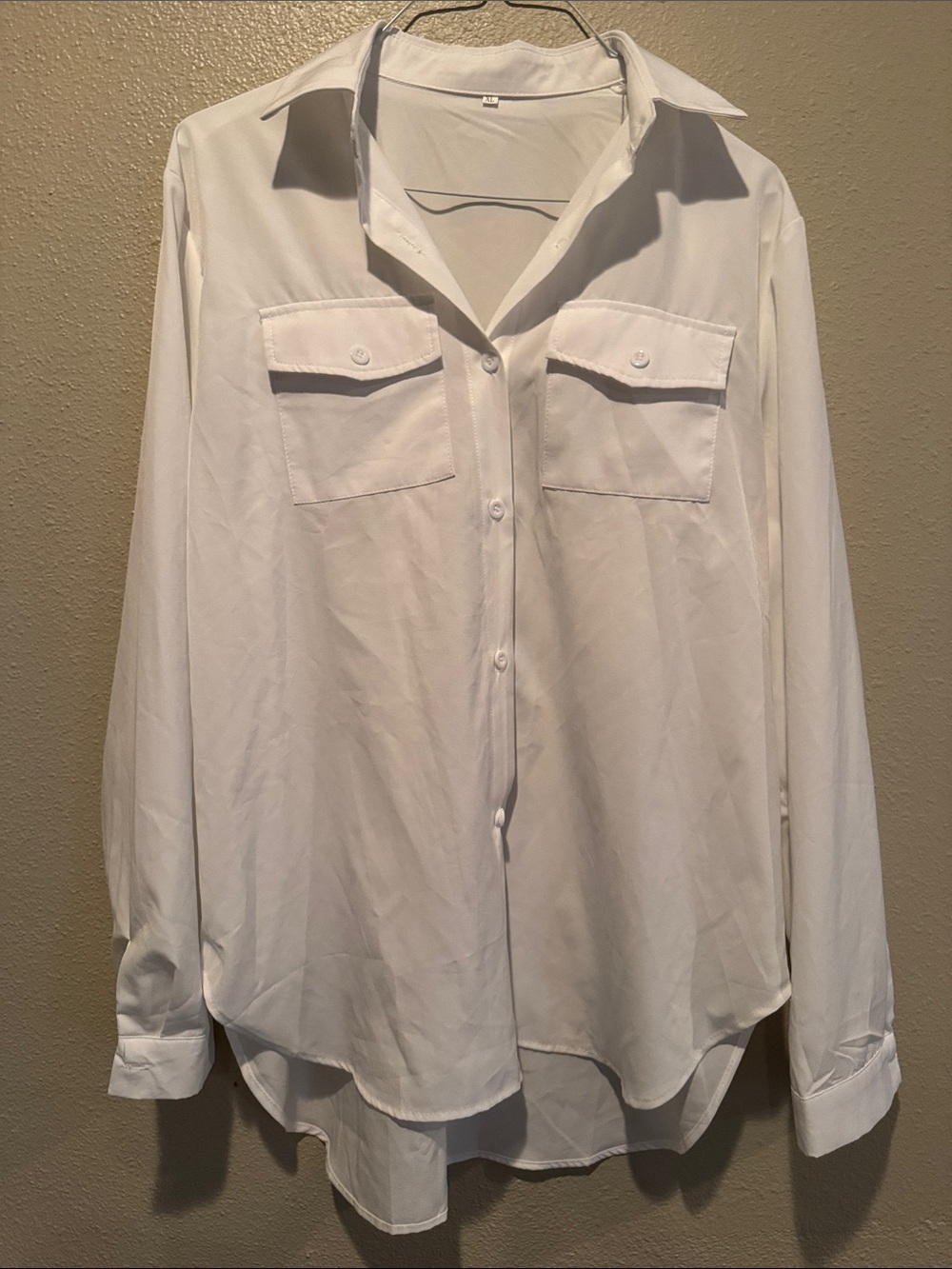 Women's White Button-Down Shirt with Chest Pockets